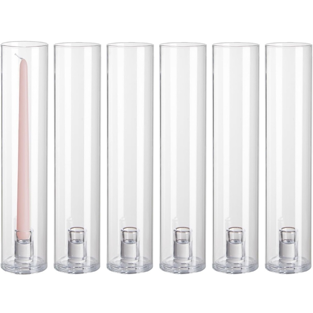 Clear Cylinder Candle Holders Set